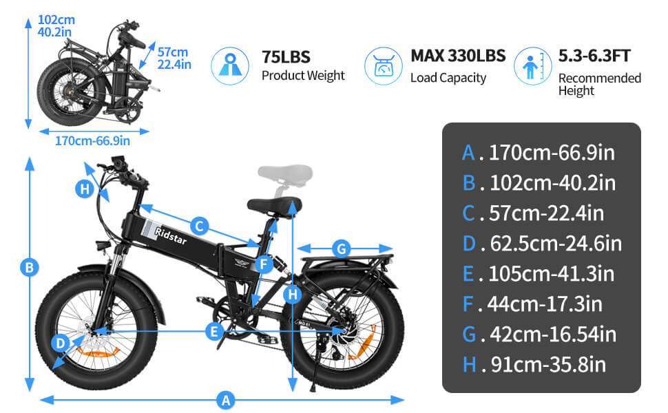 Ridstar® H20 1000W Electric Mountain Bike