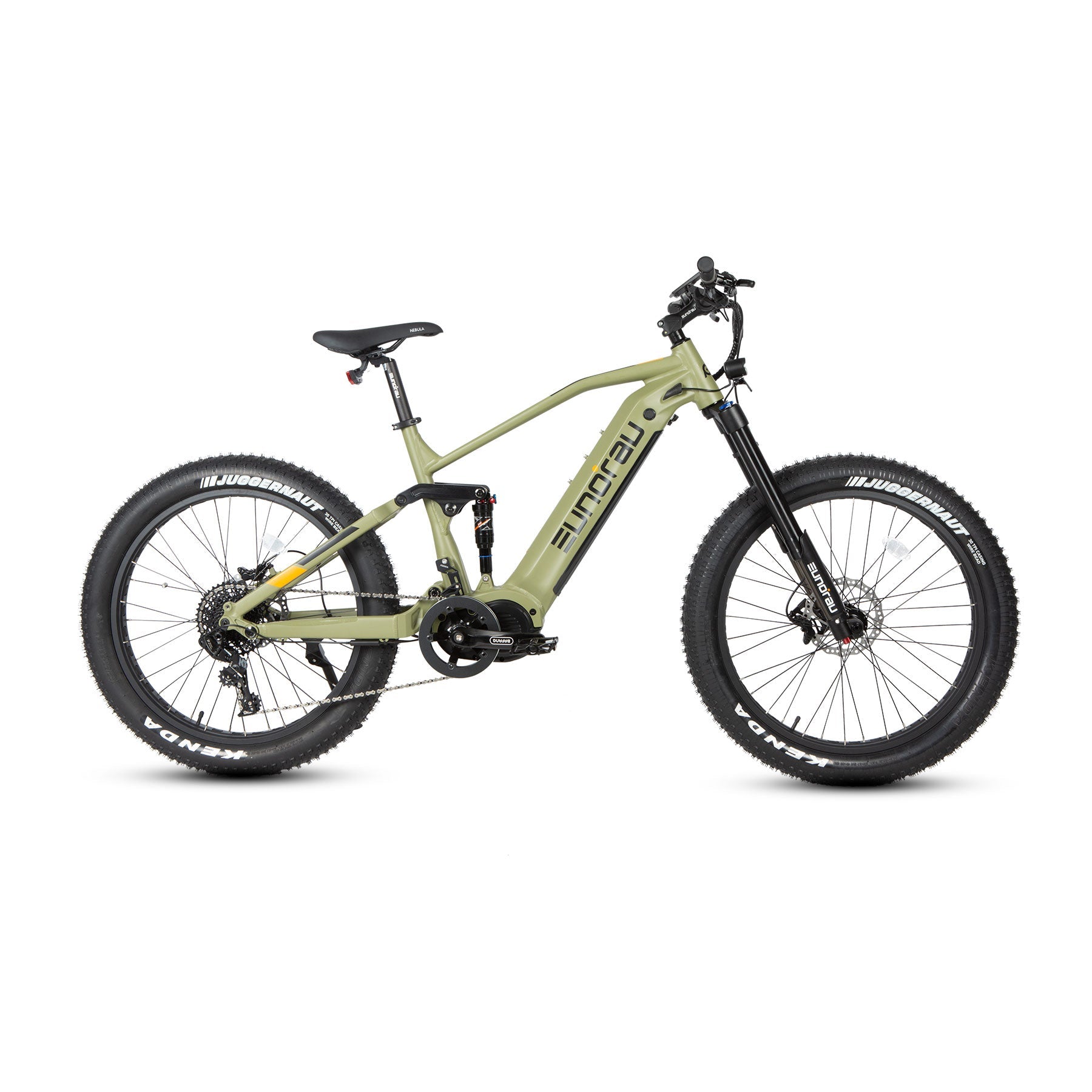Eunorau SPECTER-S 3.0 Full-Suspension eMTB (Hunter X9) – Army Green – front three-quarter right view
