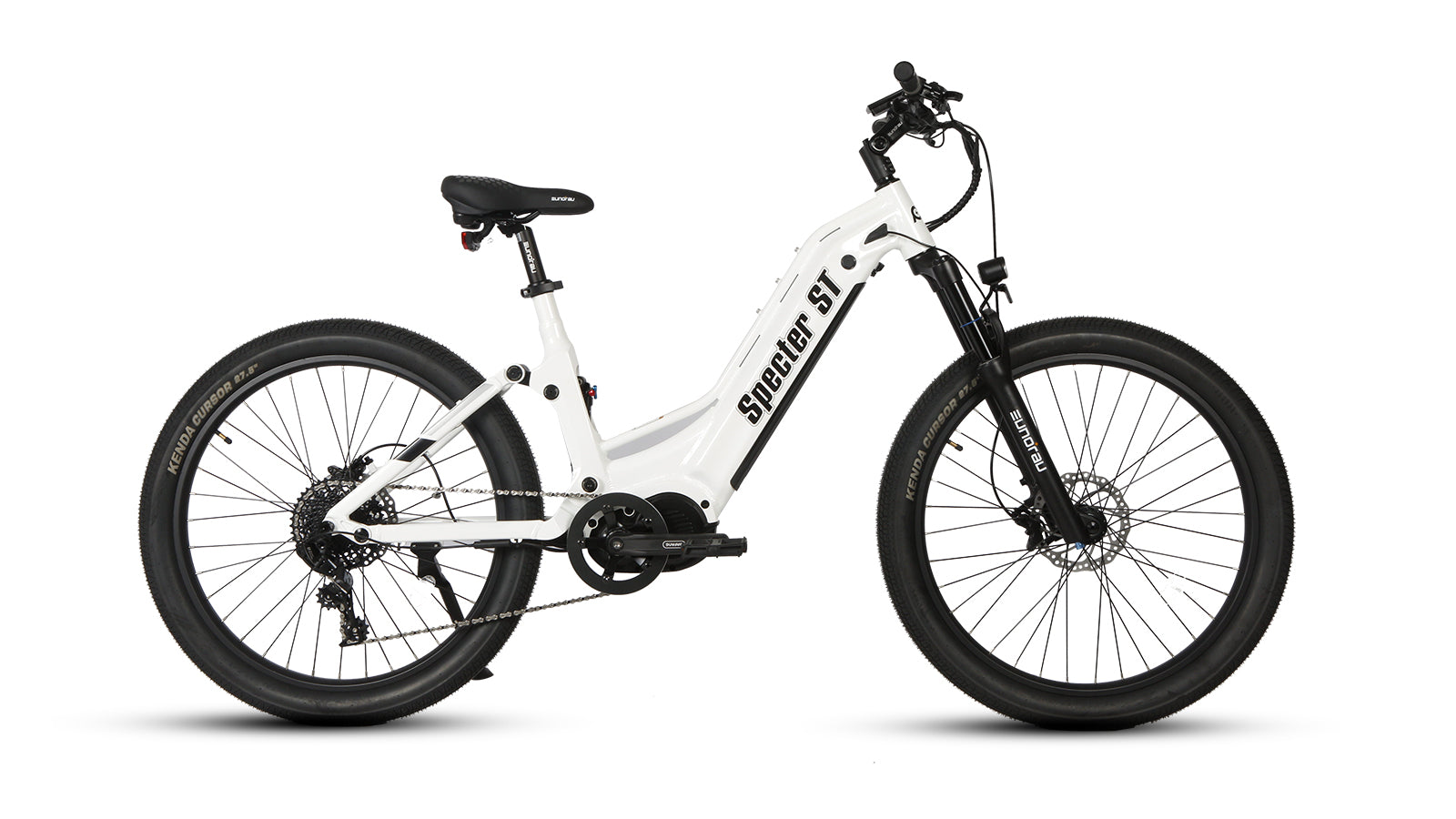 Eunorau SPECTER-ST 2.0 Step-Thru eMTB – Black – front three-quarter left view