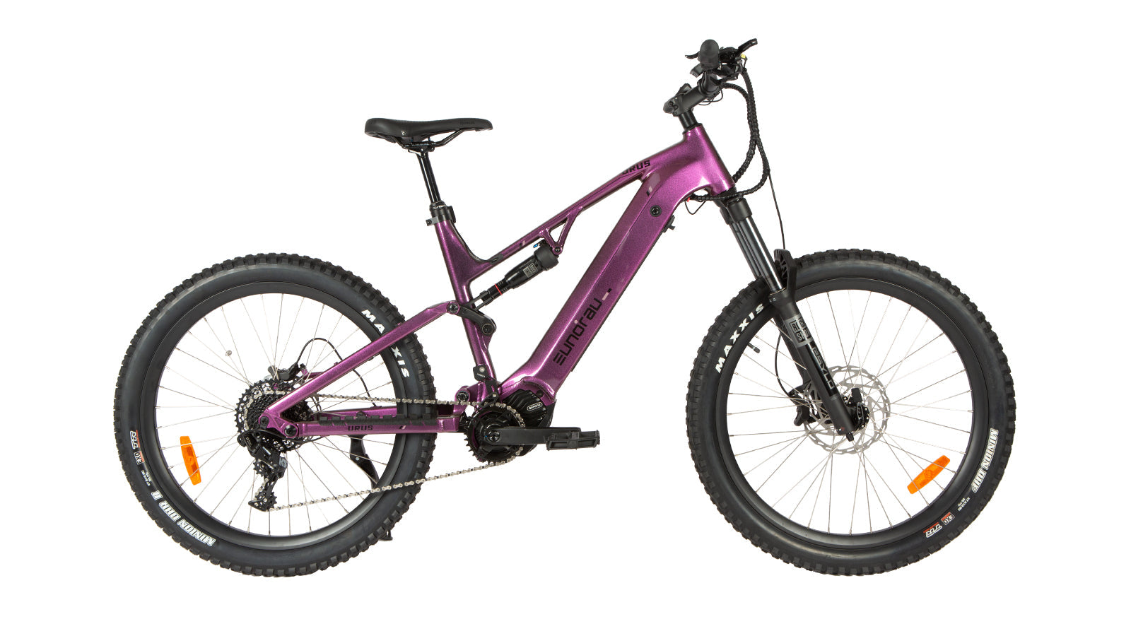 Eunorau URUS 2.0 Full-Suspension eMTB – Amethyst – front three-quarter right view