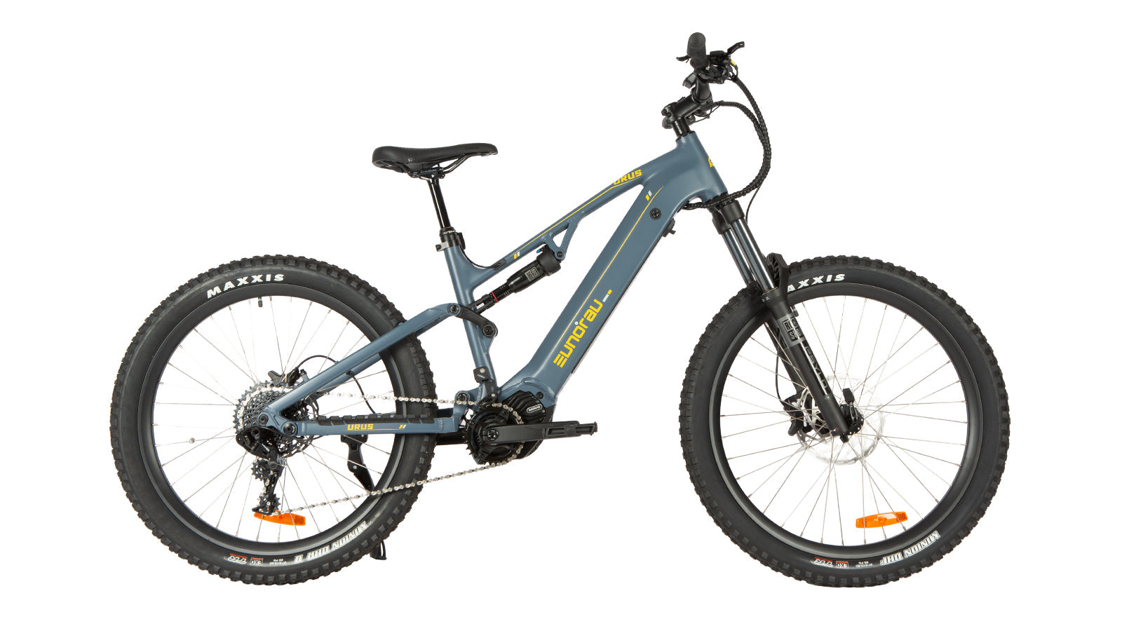 Eunorau URUS 2.0 Full-Suspension eMTB – Navy – front three-quarter right view