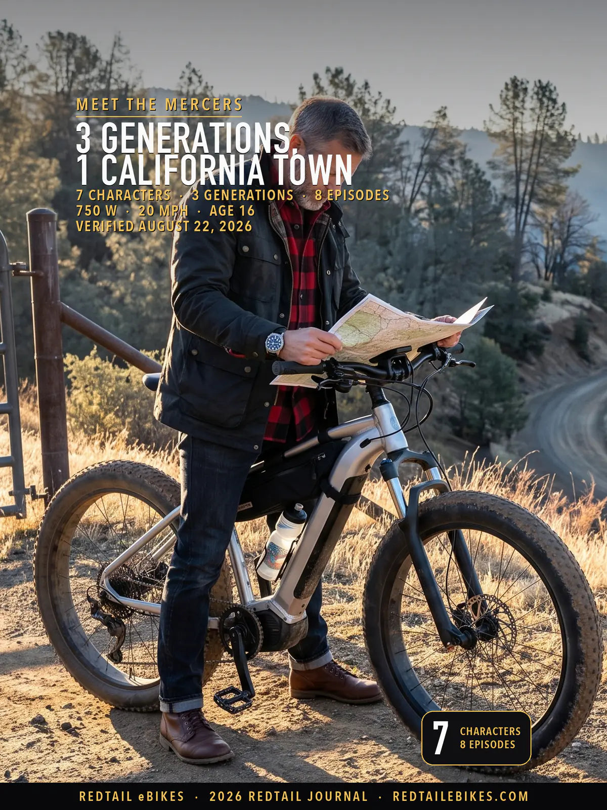 Jack Mercer stopped at a fire-road gate above the American River canyon, reading a paper map spread across the handlebars of a fat-tire electric bike