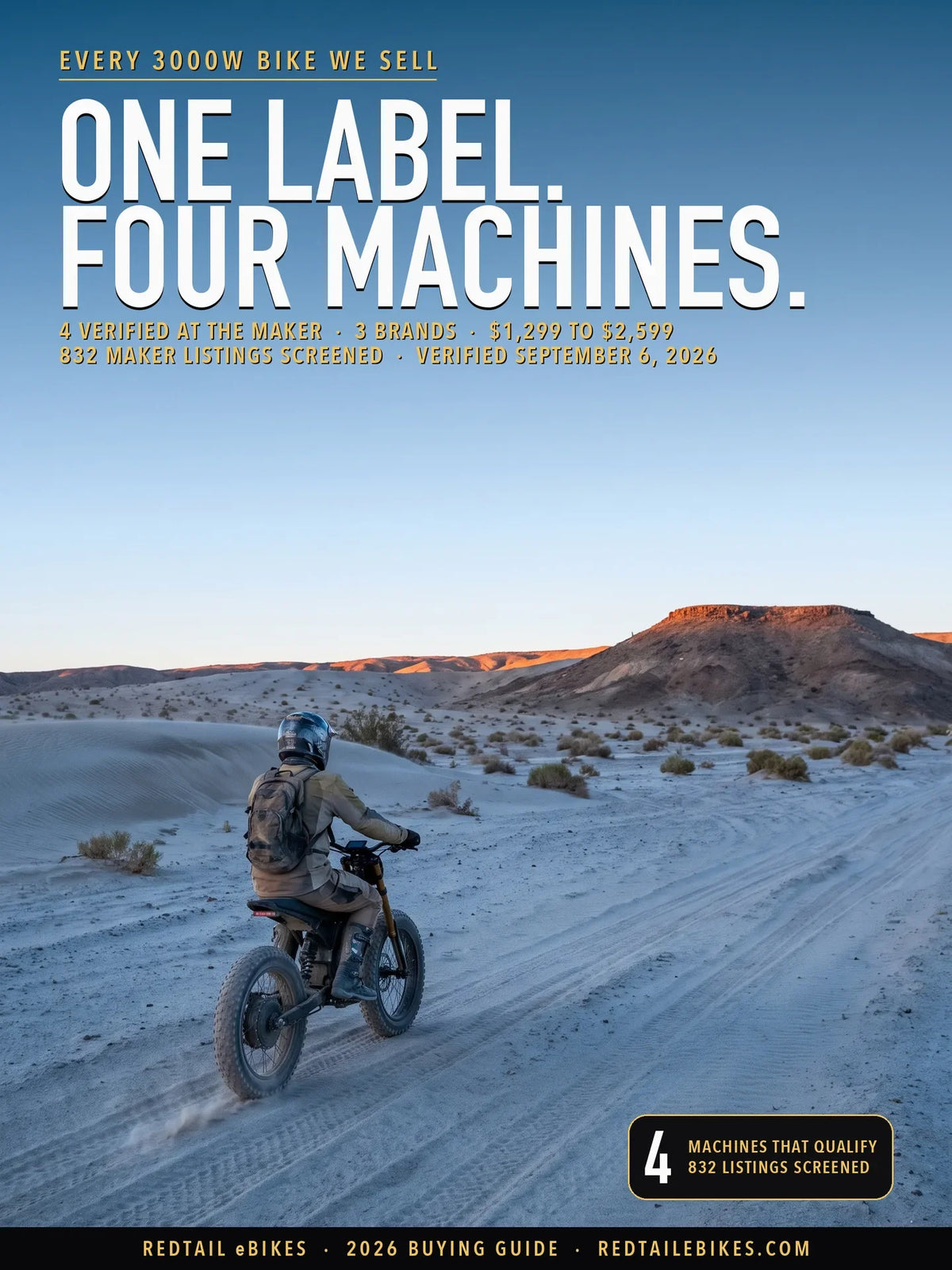 High-power electric bike on a designated off-highway vehicle route at first light, desert ridgeline behind