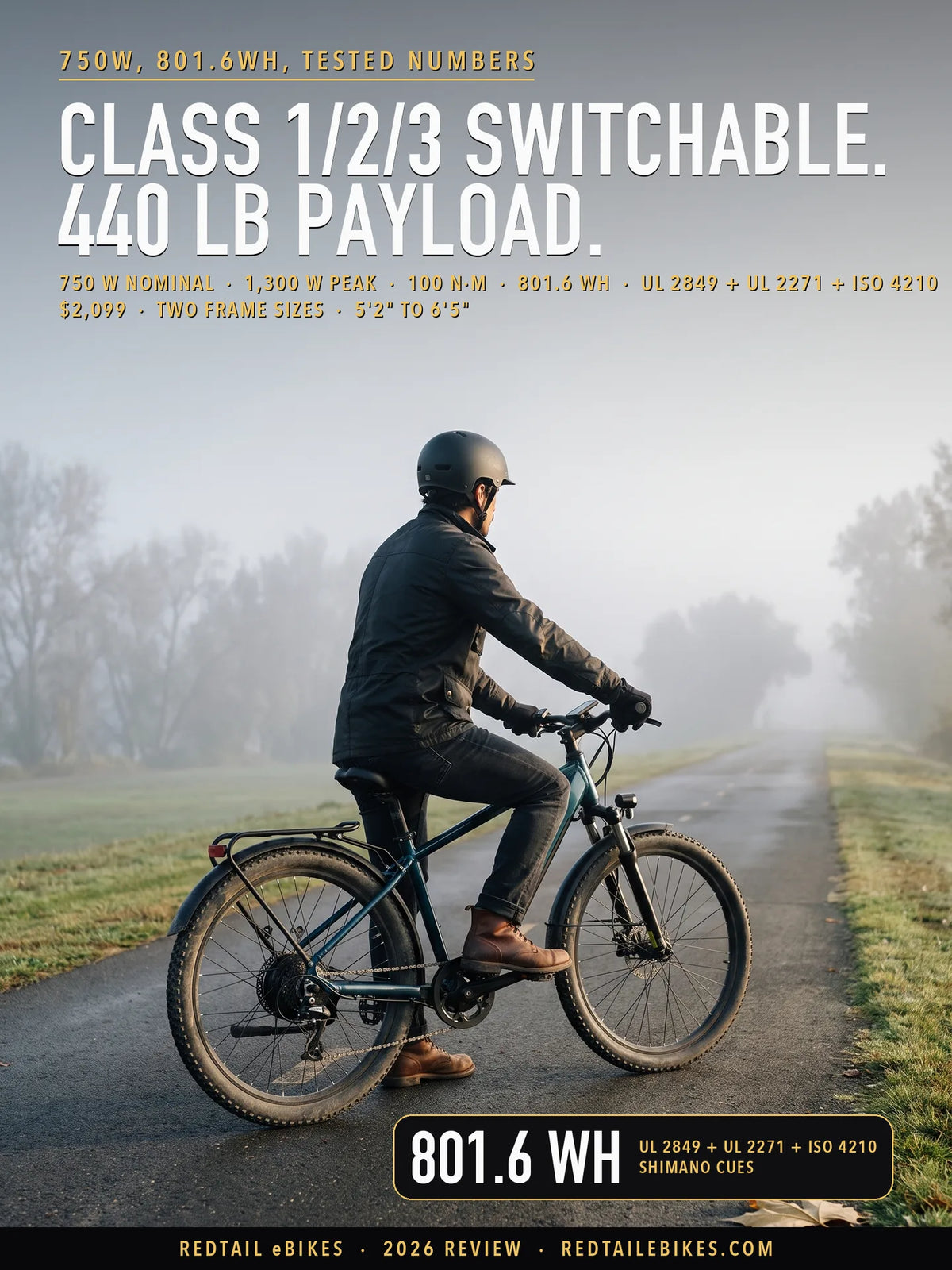 Velotric Summit 2 stopped on a paved river trail in morning light, rider seen from behind
