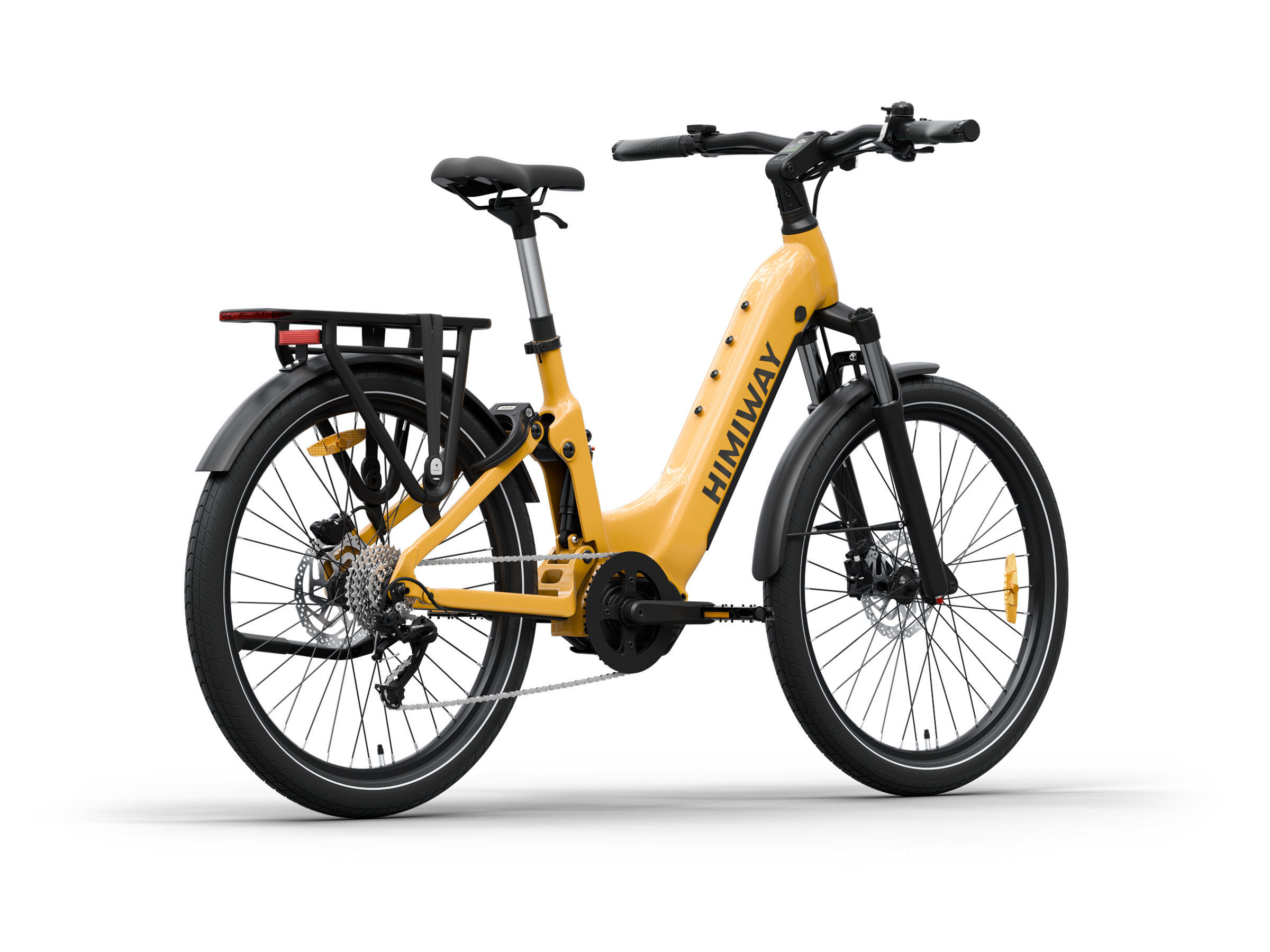 Himiway A7 Pro Commuter eBike – Darkorange – rear three-quarter view
