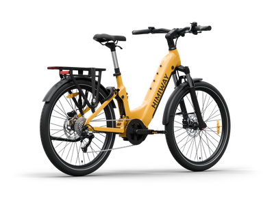Himiway A7 Pro Commuter eBike – Darkorange – rear three-quarter view