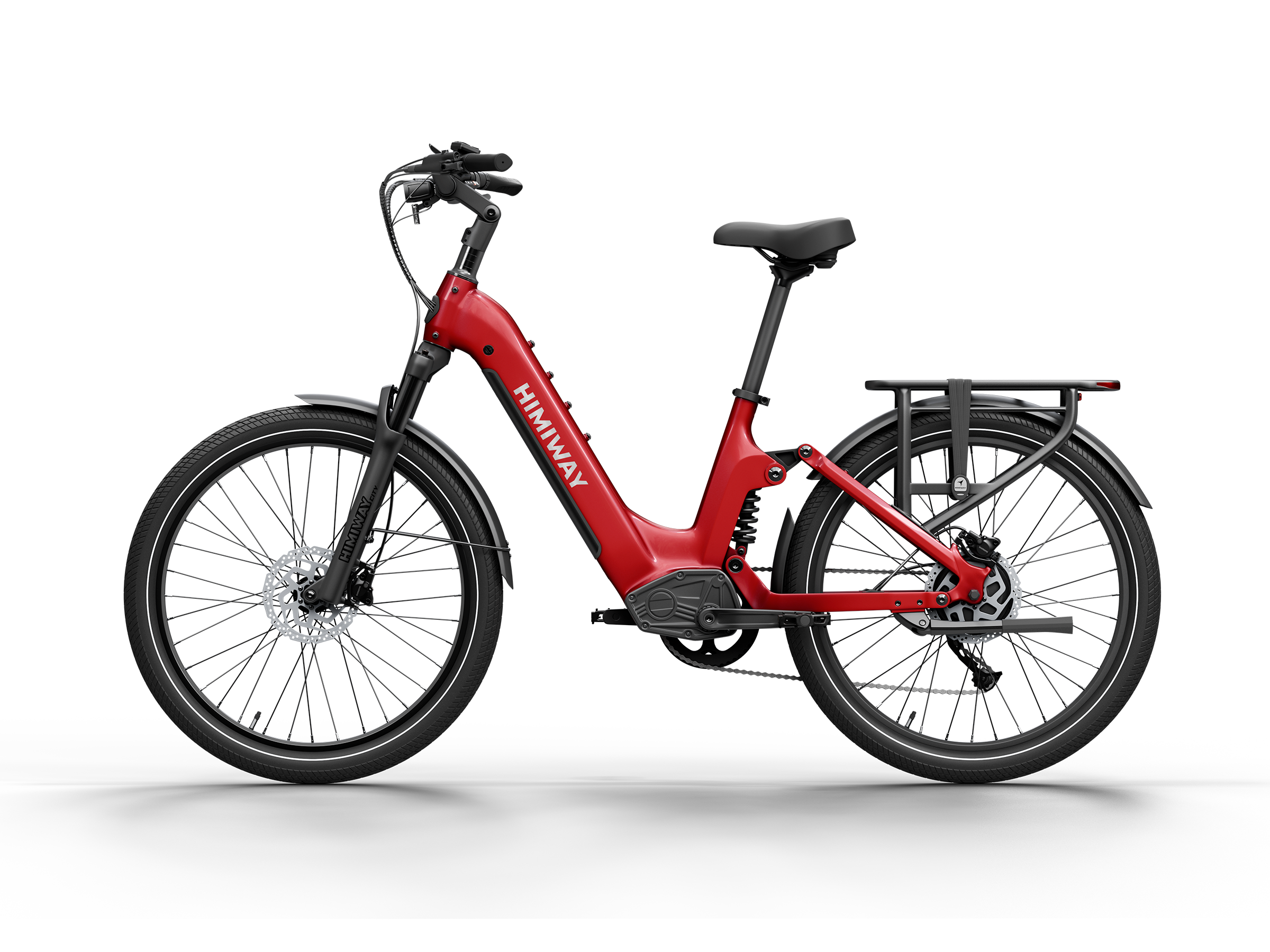 Himiway A7 Commuter eBike – Red – left side profile