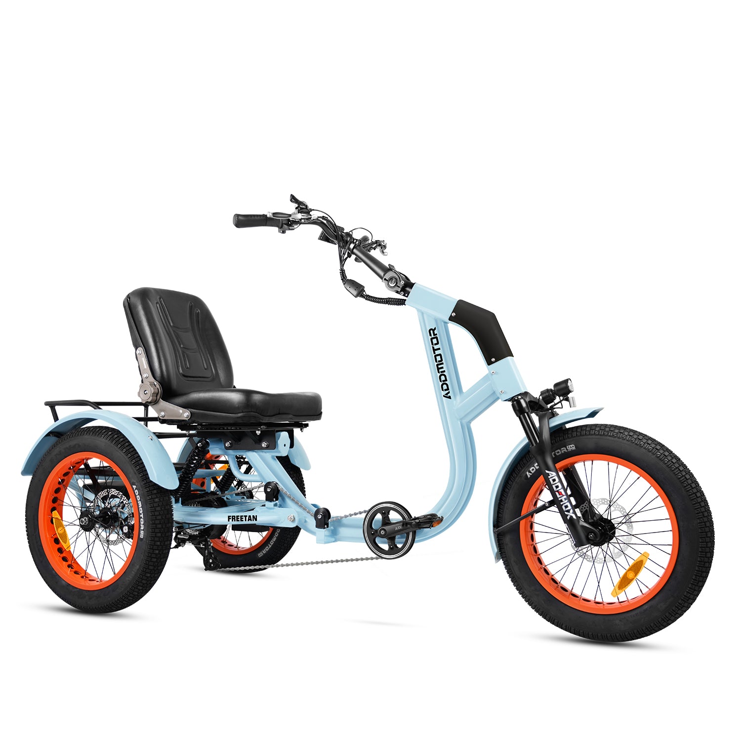 Addmotor Freetan M-368X Full-Suspension Semi-Recumbent eTrike — gulf blue