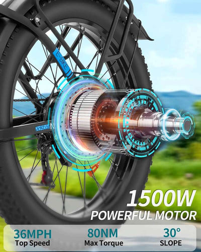 Ridstar® MN26 1500W Unfoldable Fat Tire Mountain Ebike