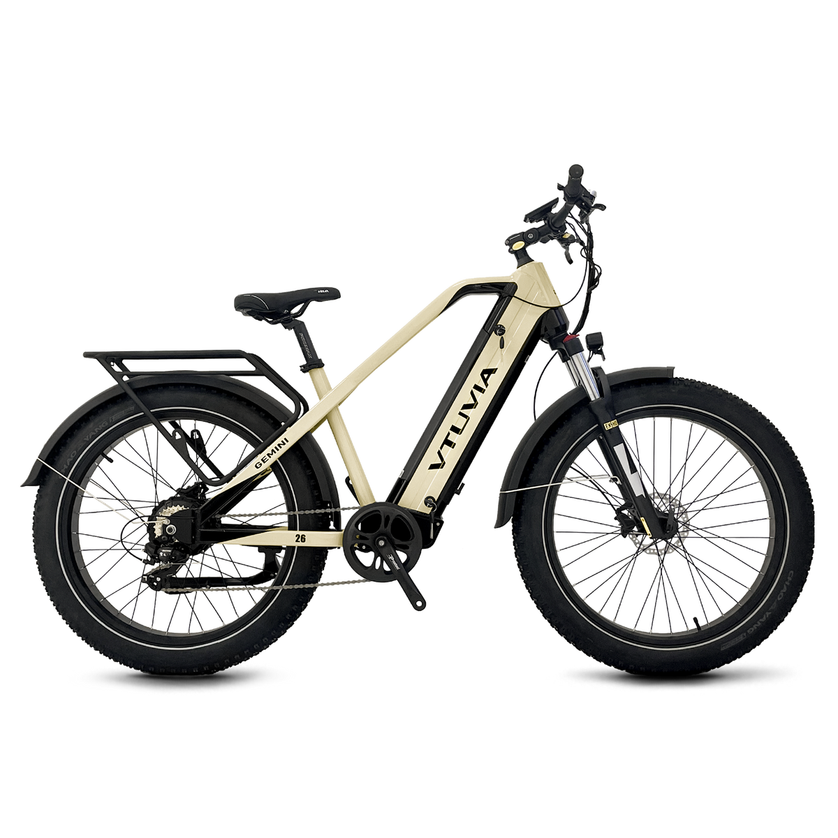 Cream VTUVIA Gemini fat-tire bike, side view