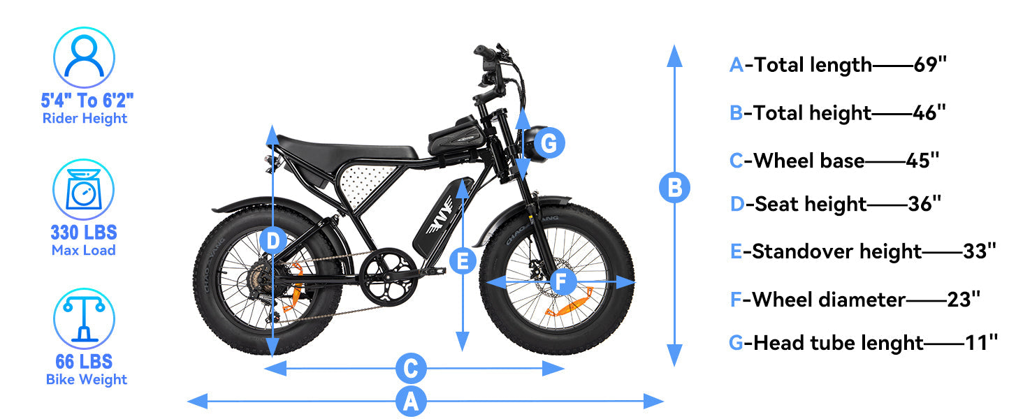 YVY K20 Lite Fat Tire Electric Bike, 1000W Moto-Style