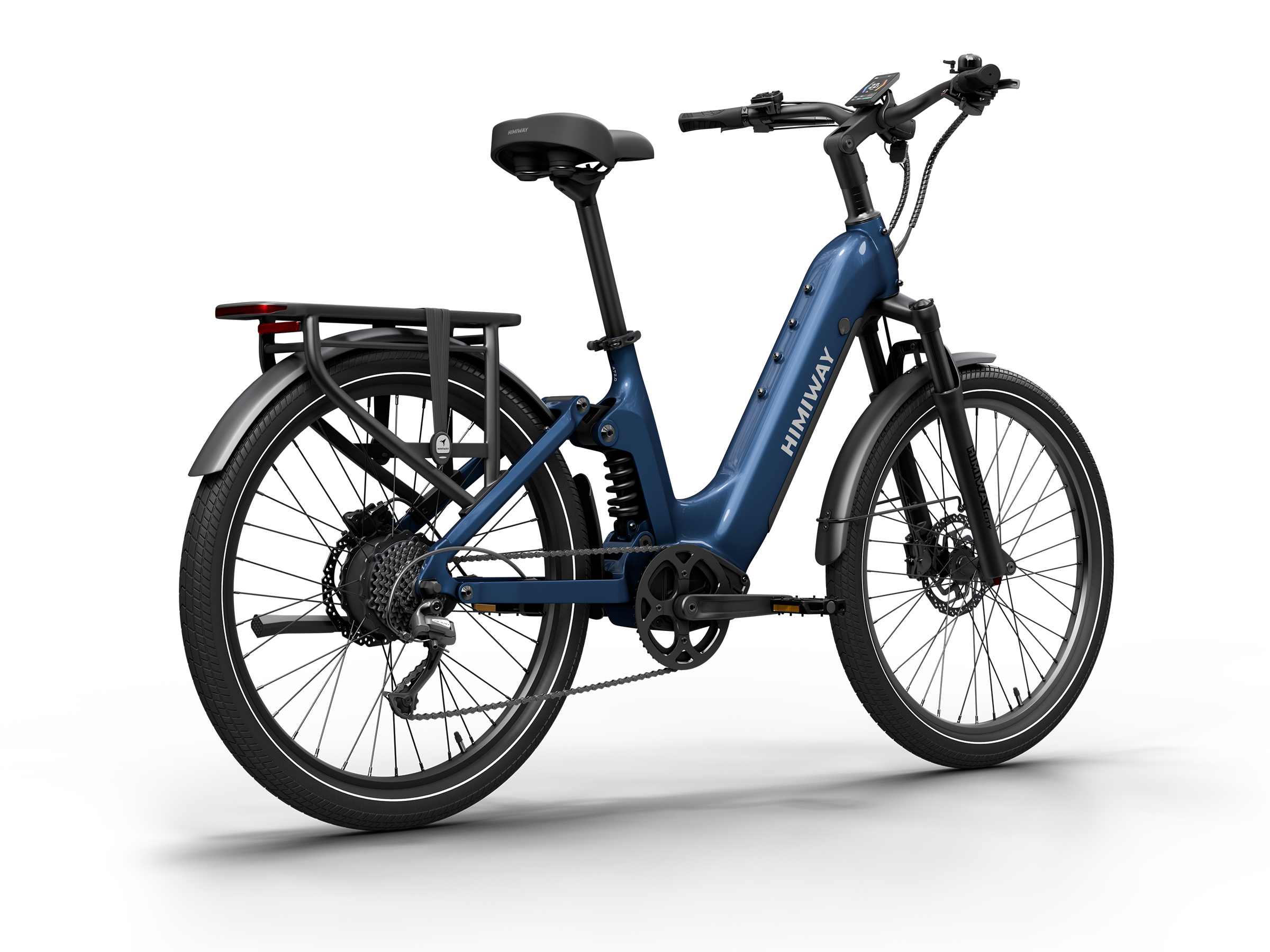 Himiway A7 Commuter eBike – Midnight Blue – rear three-quarter view