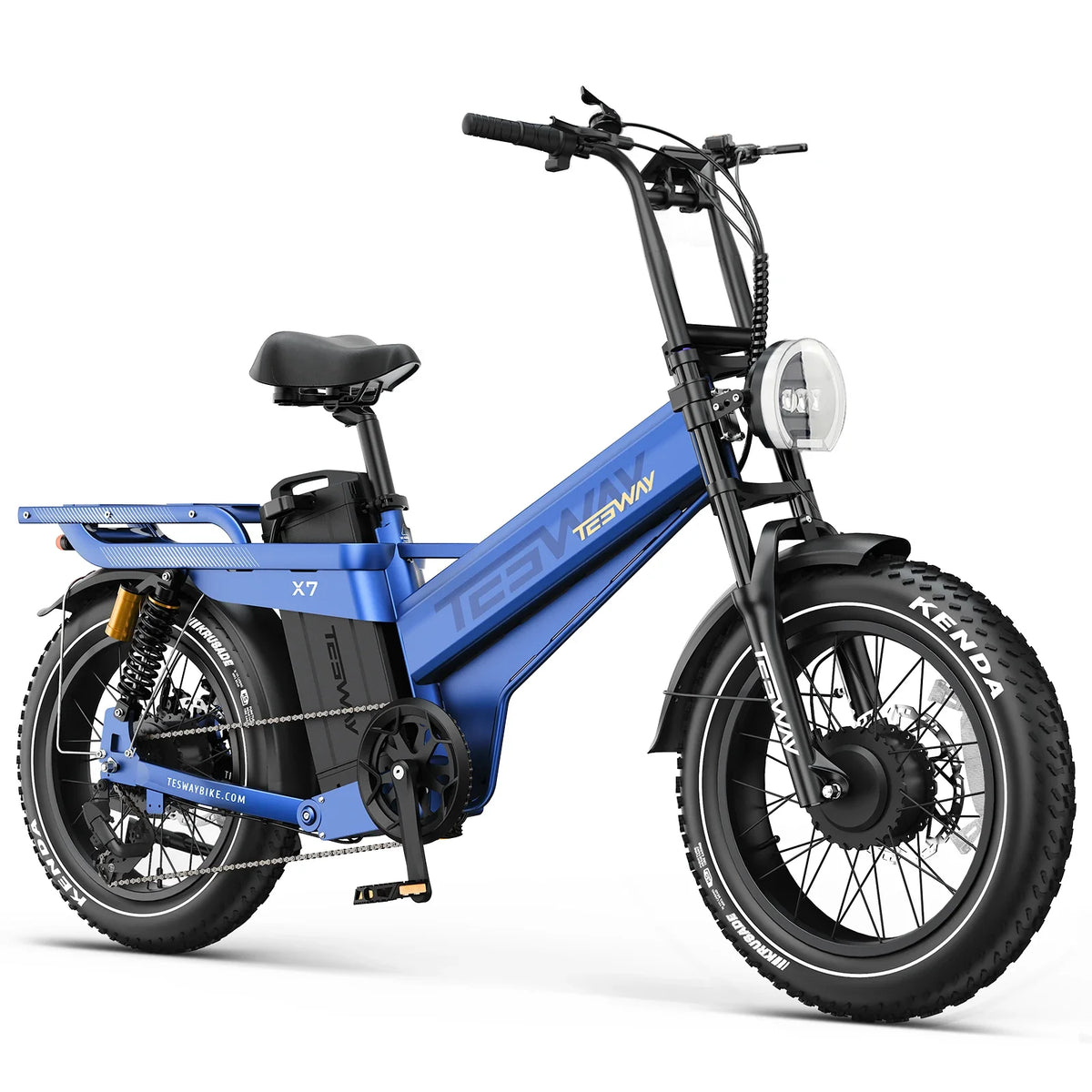 Tesway X7 AWD Dual-Motor Fat Tire Electric Bike, 3600W Peak, 52V 60Ah
