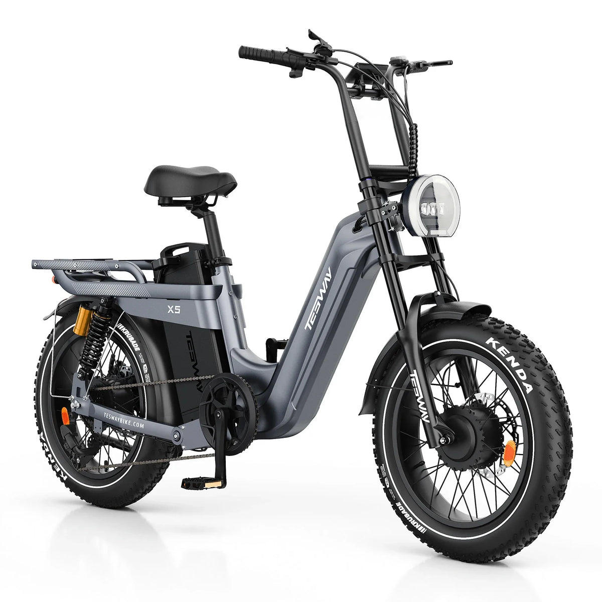 Tesway X5 AWD Step-Thru Dual-Motor Fat Tire Electric Bike, 52V 60Ah
