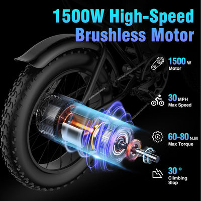 YVY K20 Lite Fat Tire Electric Bike, 1000W Moto-Style
