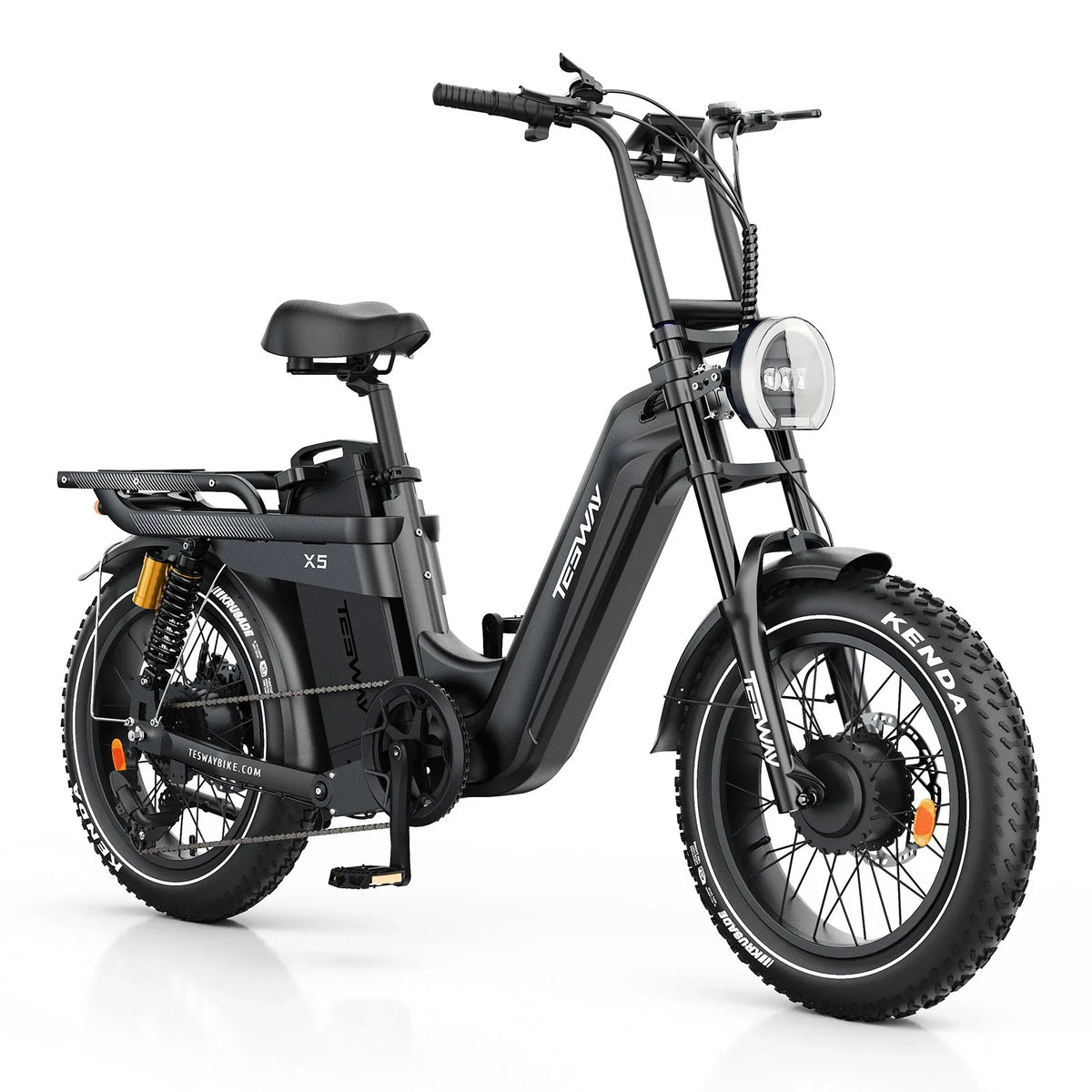 Tesway X5 AWD Step-Thru Dual-Motor Fat Tire Electric Bike, 52V 60Ah