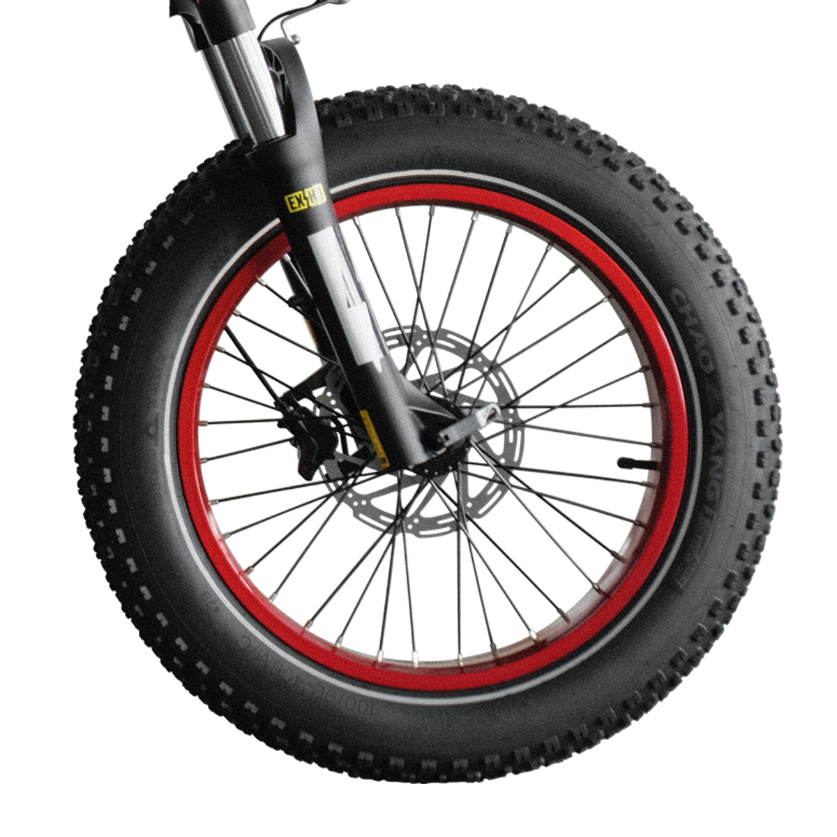 VTUVIA reflective fat tire on a red rim