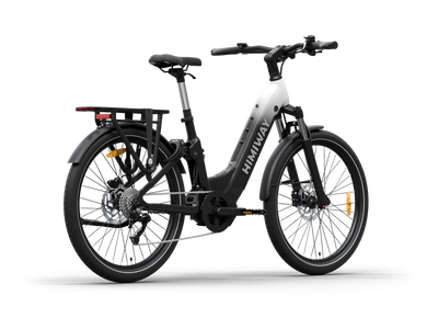 Himiway A7 Pro Commuter eBike – Black & White Gradient – rear three-quarter view
