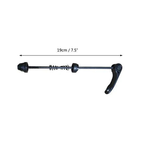 The quick release with its length drawn: 19 cm, 7.5 in