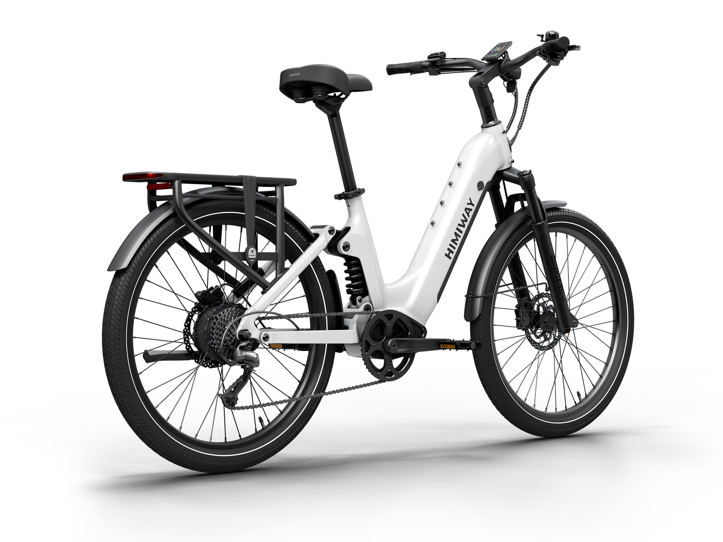 Himiway A7 Commuter eBike – White – rear three-quarter view