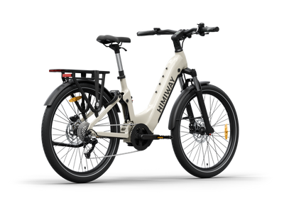 Himiway A7 Pro Commuter eBike – Lightgray – rear three-quarter view