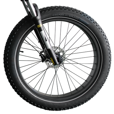 VTUVIA reflective fat tire on a silver rim