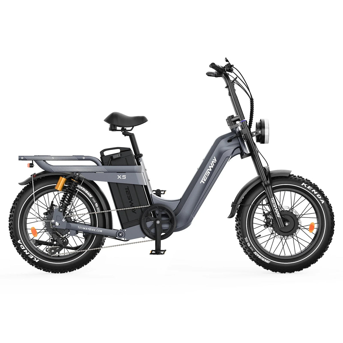 Tesway X5 AWD Step-Thru Dual-Motor Fat Tire Electric Bike, 52V 60Ah