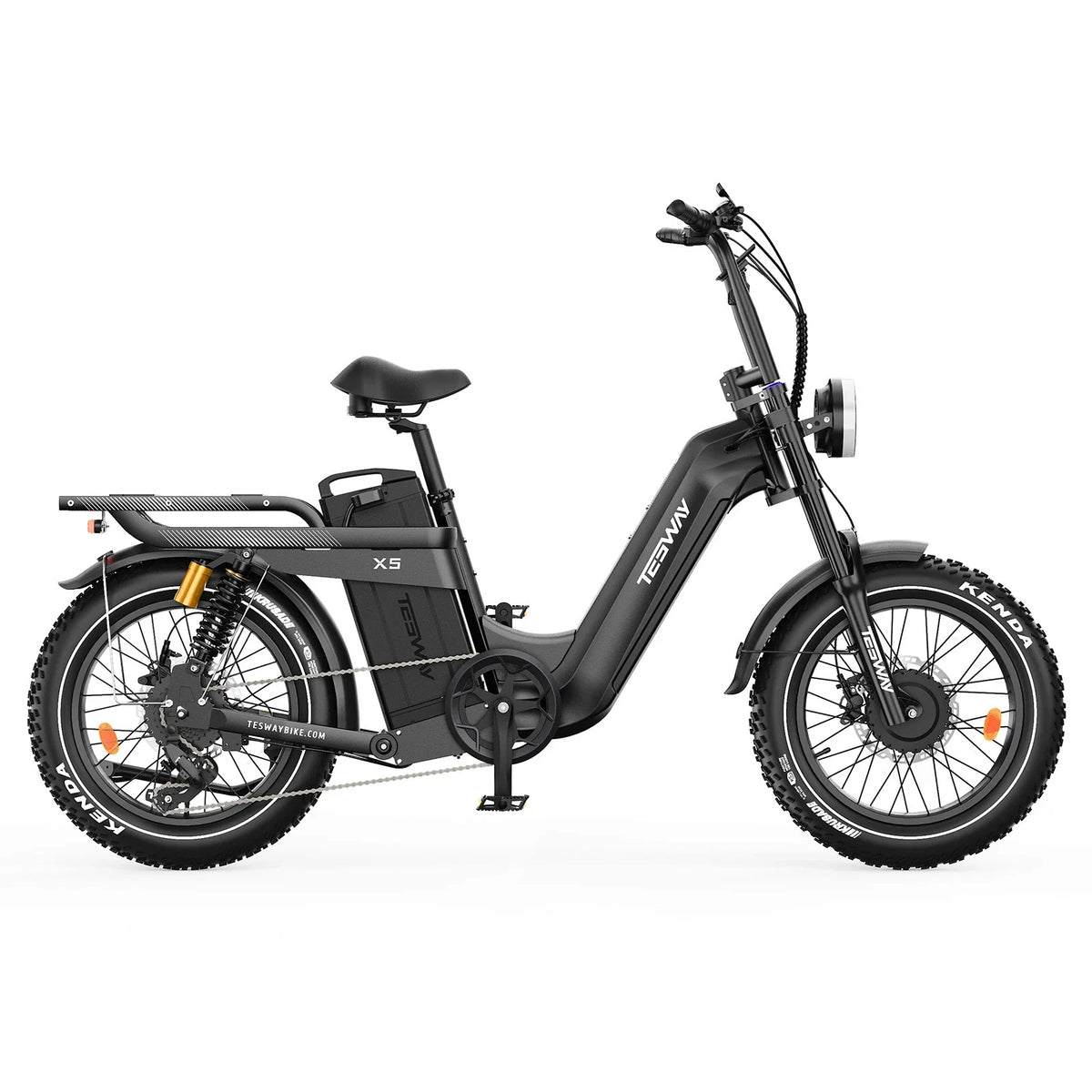 Tesway X5 AWD Step-Thru Dual-Motor Fat Tire Electric Bike, 52V 60Ah