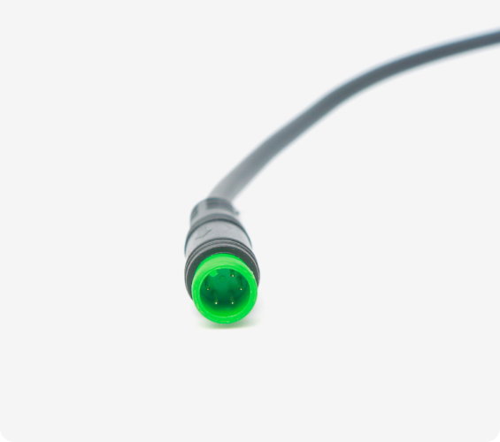 Close-up of the KD26E display's cable connector
