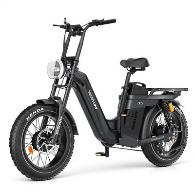 Tesway X5 AWD Step-Thru Dual-Motor Fat Tire Electric Bike, 52V 60Ah