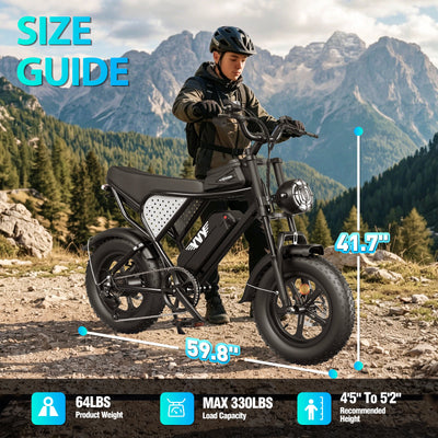 YVY K16 1500W Fat Tire Electric Bike, 16-Inch Wheels
