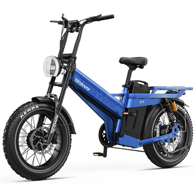 Tesway X7 AWD Dual-Motor Fat Tire Electric Bike, 3600W Peak, 52V 60Ah