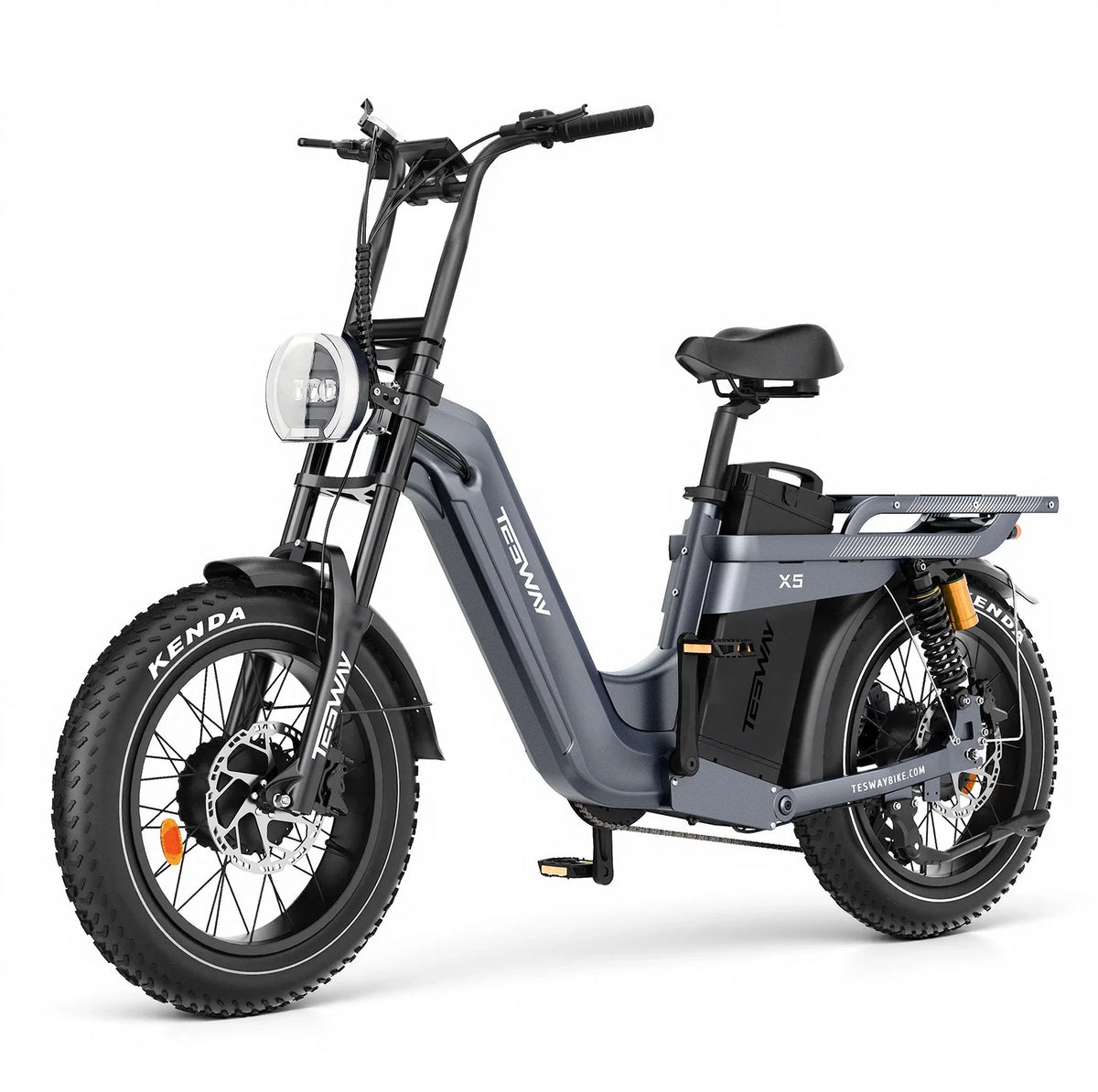 Tesway X5 AWD Step-Thru Dual-Motor Fat Tire Electric Bike, 52V 60Ah
