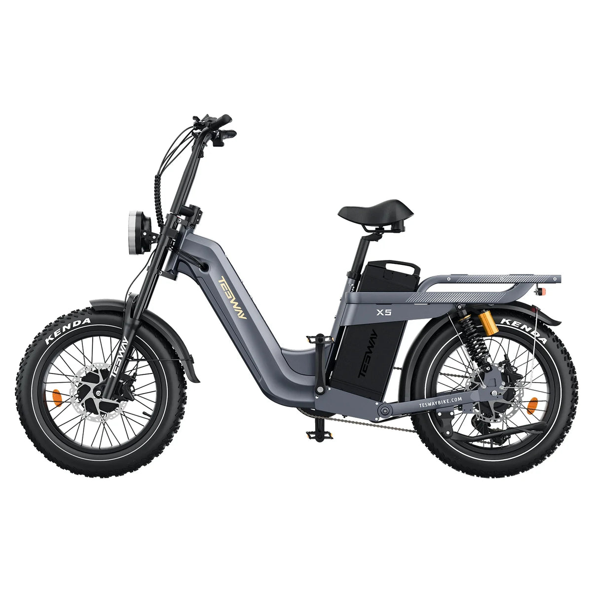 Tesway X5 AWD Step-Thru Dual-Motor Fat Tire Electric Bike, 52V 60Ah