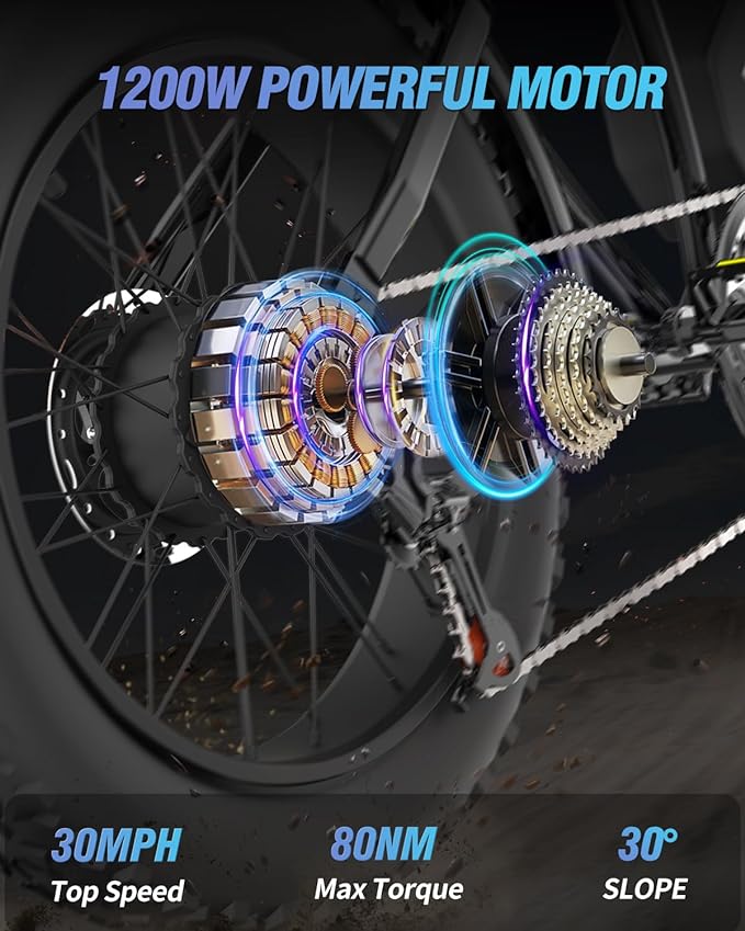 YVY K20 Lite Fat Tire Electric Bike, 1000W Moto-Style