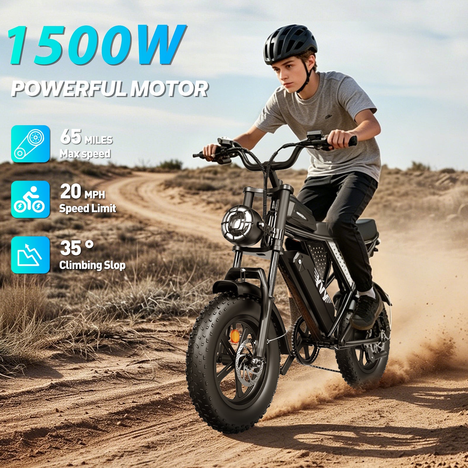 YVY K16 1500W Fat Tire Electric Bike, 16-Inch Wheels