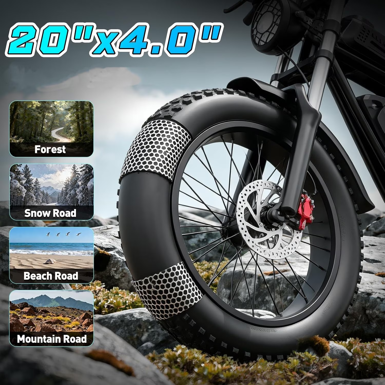YVY K20 25Ah Fat Tire Electric Bike, Peak 2000W Full Suspension