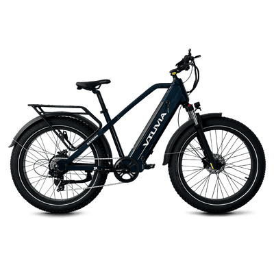 Dark blue VTUVIA Gemini, side view, battery housing in the downtube