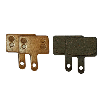 Two pairs of brake pads, front and rear