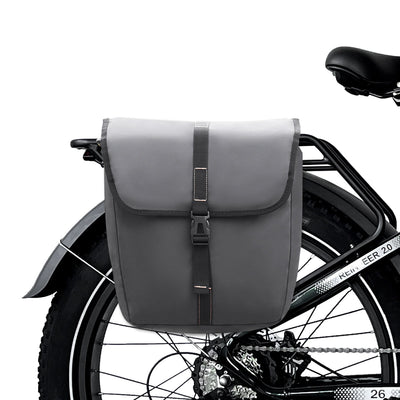 VTUVIA pannier bag, gray, hanging from a rear rack