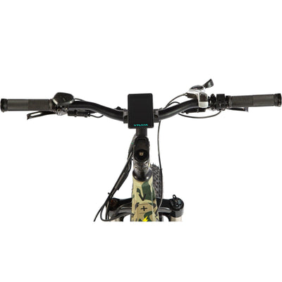 The SN100 display fitted centrally on a camouflage bike's bars