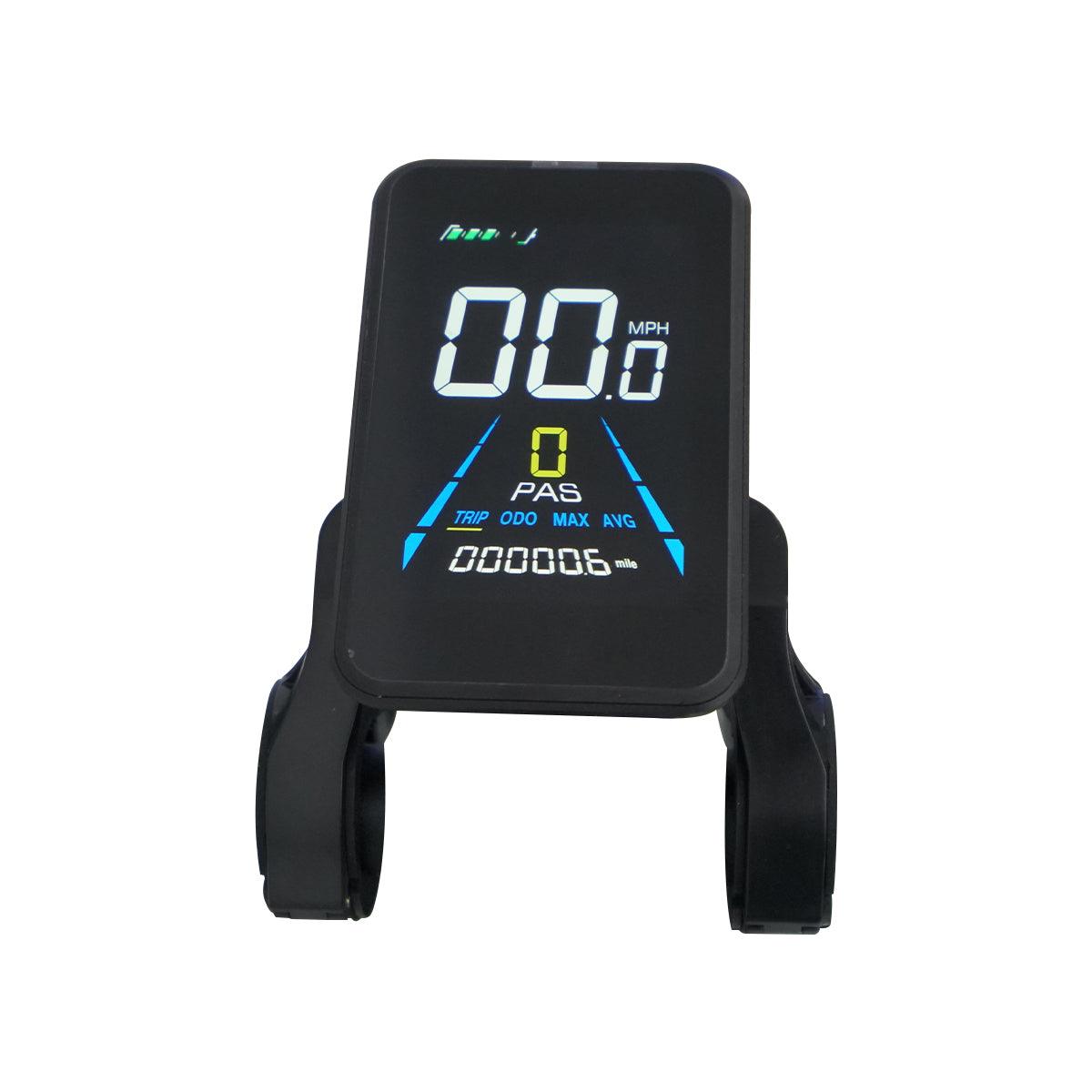 The SX20 display face-on, showing speed and assist