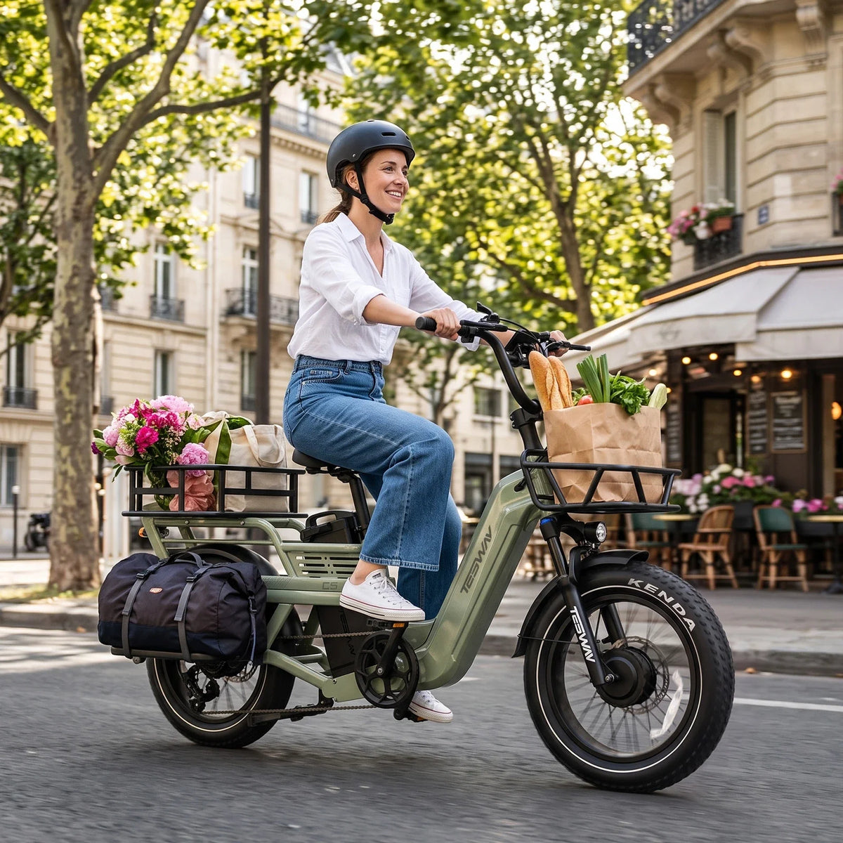 Tesway C5 AWD Longtail Cargo Electric Bike, Dual Motor, 450 lb Payload