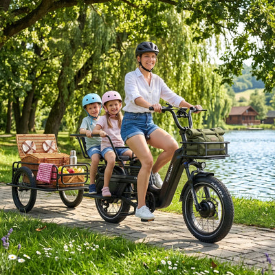 Tesway C5 AWD Longtail Cargo Electric Bike, Dual Motor, 450 lb Payload