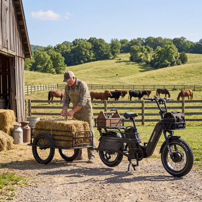 Tesway C5 AWD Longtail Cargo Electric Bike, Dual Motor, 450 lb Payload