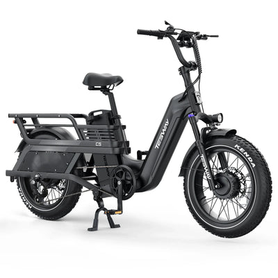 Tesway C5 AWD Longtail Cargo Electric Bike, Dual Motor, 450 lb Payload