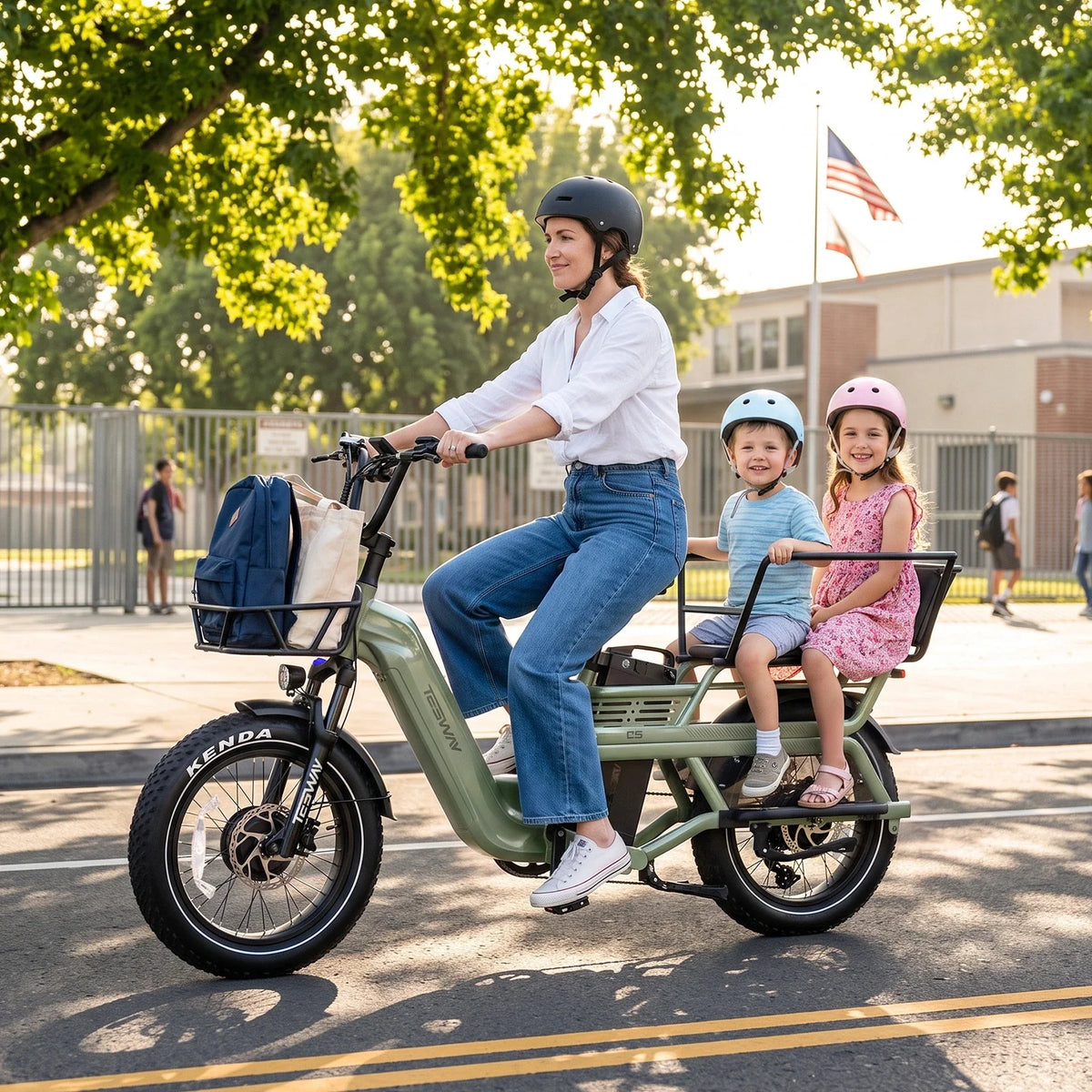 Tesway C5 AWD Longtail Cargo Electric Bike, Dual Motor, 450 lb Payload