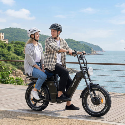 Tesway X5 AWD Step-Thru Dual-Motor Fat Tire Electric Bike, 52V 60Ah