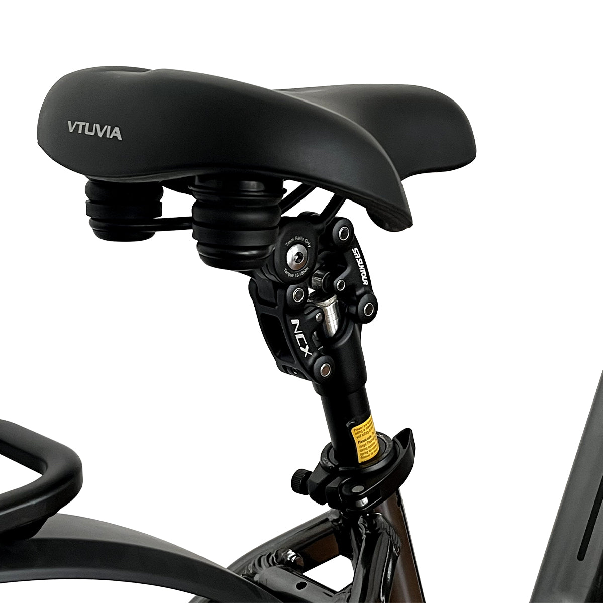 The suspension seatpost fitted under a VTUVIA saddle