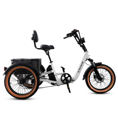 White E-Cozy trike, side view